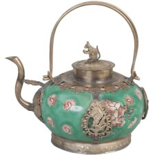 bulbous decorative teapot 11x10x12 cm green