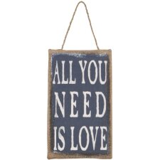 Bordje all you need is love 14x24 cm