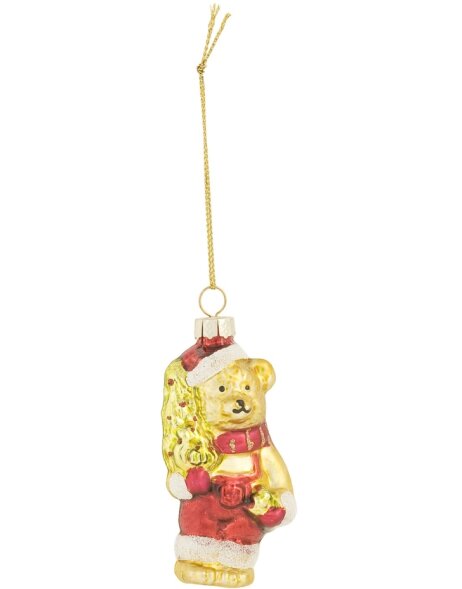 Boom ornament teddybeer gemaakt van glas 9 cm